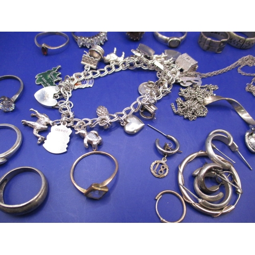 108 - A parcel of jewellery items, mainly silver to include a Pip Squeak and Wilfred brooch and a coin bra... 