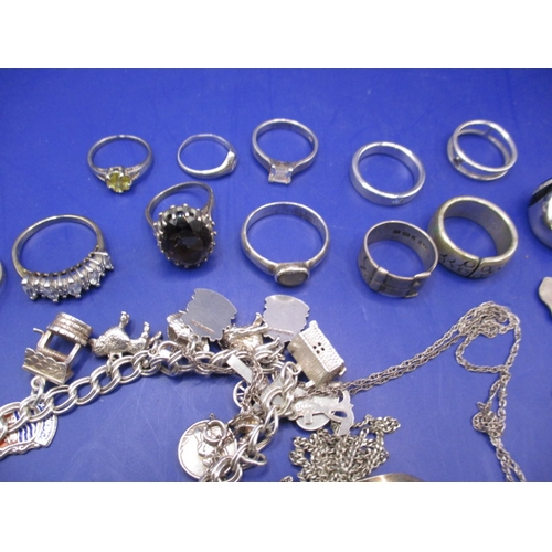 108 - A parcel of jewellery items, mainly silver to include a Pip Squeak and Wilfred brooch and a coin bra... 