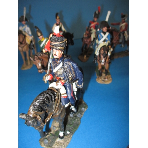 132 - A parcel of Del Prado cast metal military horsemen models, all hand painted and in used condition