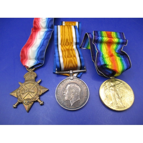 107 - A WWI Trio of medals to SS-3922 Pte H J Dennis ASC, with original ribbons