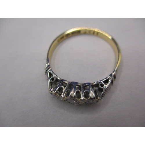 23 - An Edwardian 18ct gold and platinum 3 stone ring. Approximate ring size P, approx. weight 2.5g. With... 
