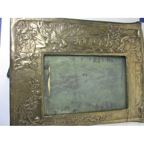 101 - 4 Antique sterling silver mounted photo frames, one being Edwardian with embossed fairies, some dama... 