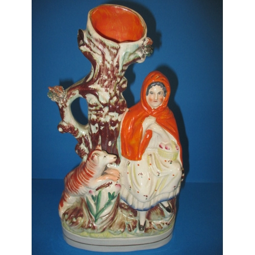 256 - 5, 19th century Staffordshire flatbacks, to include a large “Band of Hope” spill vase, the dancing S... 