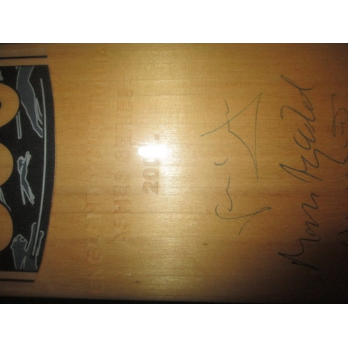 293 - A 2001 Ashes series signed cricket bat in glazed case and 4 signed limited edition sporting prints, ... 