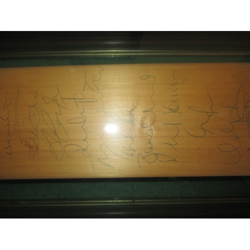 293 - A 2001 Ashes series signed cricket bat in glazed case and 4 signed limited edition sporting prints, ... 