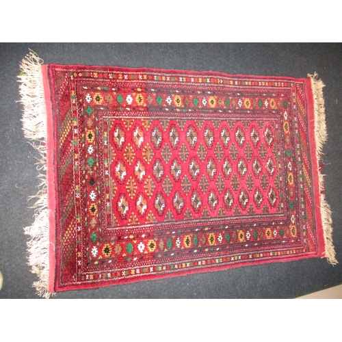 295 - An antique hand woven silk Bokhara rug, in good used condition with a little fraying to tassels, hav... 