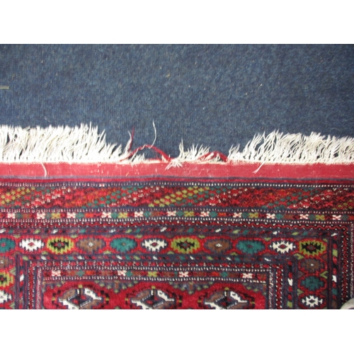 295 - An antique hand woven silk Bokhara rug, in good used condition with a little fraying to tassels, hav... 