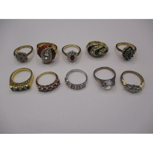 10 Costume jewellery dress rings, most size ‘L’ all in good pre-owned condition and all in boxes
