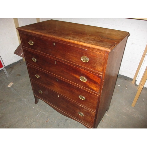 302 - An antique mahogany chest of 4 straight drawers, approx. dimensions Wide 93cm Deep 43cm Height 106cm... 