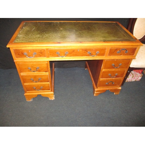 301 - A contemporary 9 drawer, 3 part pedestal desk, in well used condition with use-related marks, approx... 