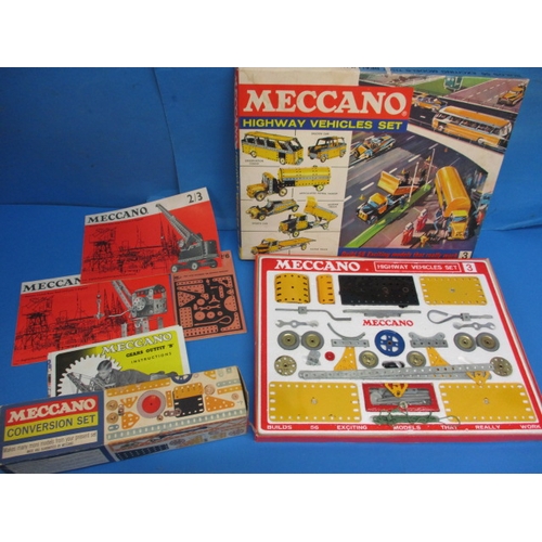 258 - A vintage Meccano boxed Highway vehicles set and an additional 3A conversion set, with instruction b... 