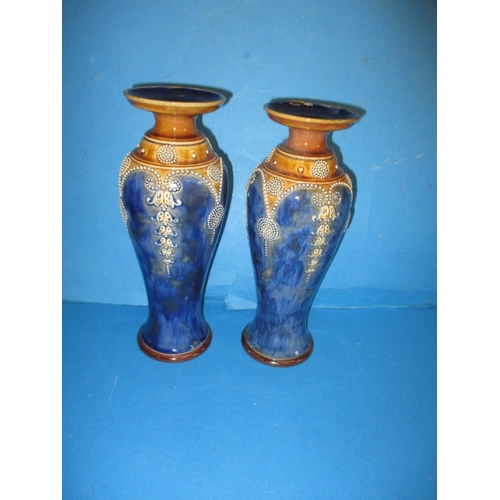 260 - A pair of early 20th century Royal Doulton vases, in the art nouveau style with raised dot decoratio... 