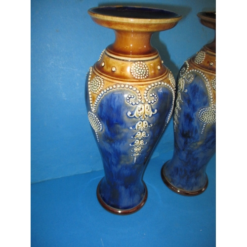 260 - A pair of early 20th century Royal Doulton vases, in the art nouveau style with raised dot decoratio... 