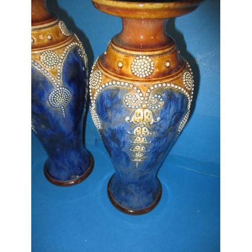 260 - A pair of early 20th century Royal Doulton vases, in the art nouveau style with raised dot decoratio... 