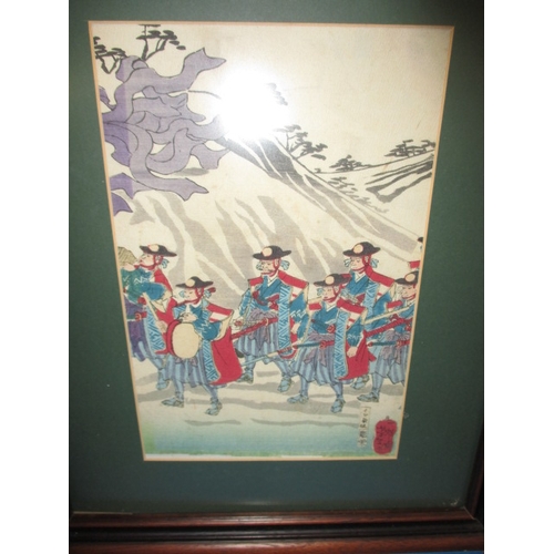 290 - 5 framed Oriental pictures, various ages, all in good used condition, approx. size of largest 53x31c... 