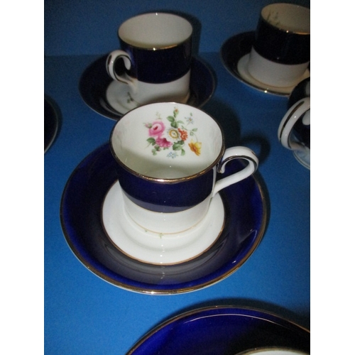 273 - A vintage Coalport part coffee/tea set, decorated with floral sprays with a rich blue ground, all wi... 