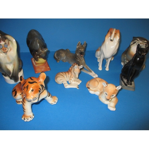 274 - A parcel of USSR ceramic animals, various sizes, all with no observed damage