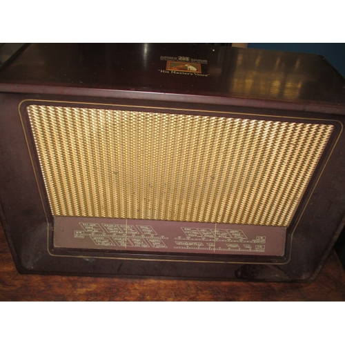 264 - A 1930’s bakelite and wood, ‘His Master’s Voice’ radio. Not tested as to function