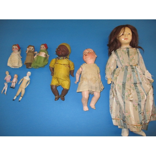 275 - A parcel of antique and later dolls, various makers and materials, all in used condition with associ... 