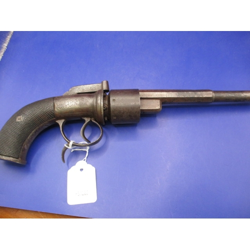 An antique percussion 6 shot revolver, approx. length 31.5cm Action functions, worn makers mark, having age-related marks