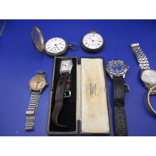 A parcel of vintage watches, to include silver cased pocket watch and a J W Benson art deco example, none tested as to function