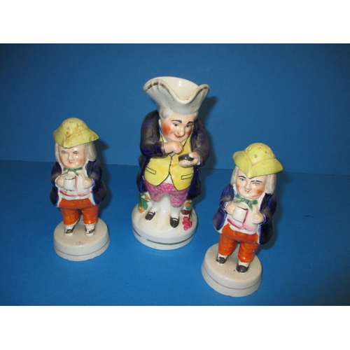 279 - A vintage Toby Jug and 2 other Toby figures, in used condition with no observed damages just a littl... 