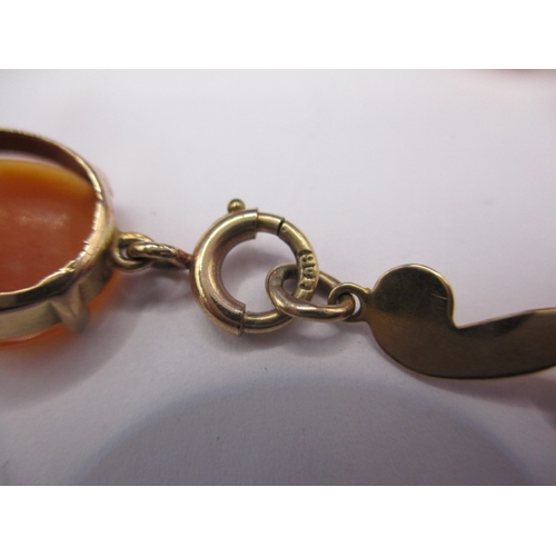 75 - A vintage 9ct gold cameo bracelet and a 9ct gold cased watch with plated strap, in used condition wi... 