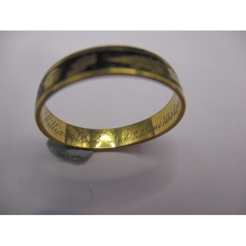 38 - 4, 19th century mourning rings, one marked for 18ct gold, some enamel loss, various dates and ring s... 