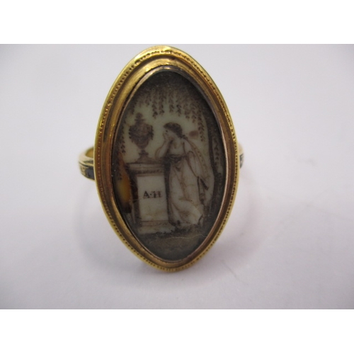 38 - 4, 19th century mourning rings, one marked for 18ct gold, some enamel loss, various dates and ring s... 