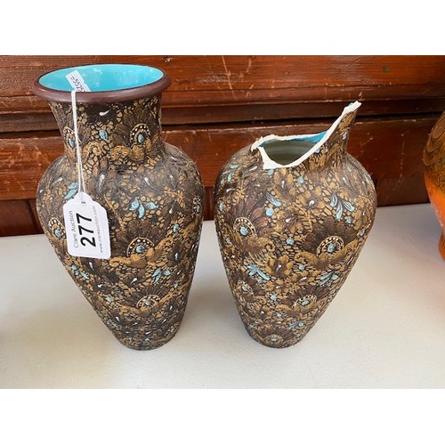 277 - A pair of Doulton slaters pattern vases, approx. height 27cm. One in good pre-owned condition with n... 