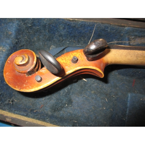 4 - Two vintage violins with bows, both in hard cases, in used condition with age related marks