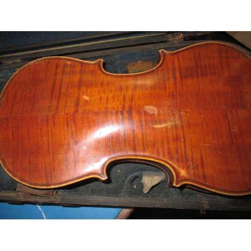 4 - Two vintage violins with bows, both in hard cases, in used condition with age related marks