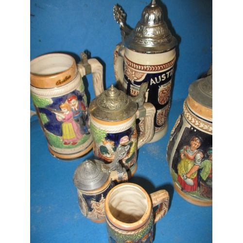 20 - A parcel of mixed ceramics, to include German beer steins and Braintree crested china, all in used c... 