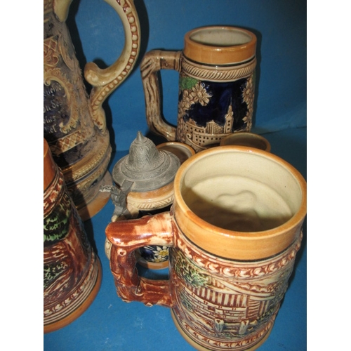 20 - A parcel of mixed ceramics, to include German beer steins and Braintree crested china, all in used c... 