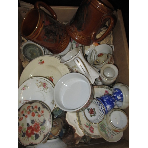 20 - A parcel of mixed ceramics, to include German beer steins and Braintree crested china, all in used c... 