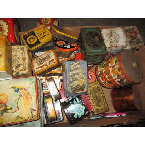 25 - A large quantity of vintage tins, all in used condition with age-related marks