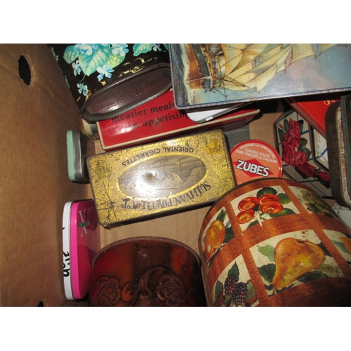 25 - A large quantity of vintage tins, all in used condition with age-related marks