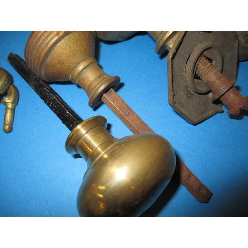 37 - A parcel of vintage brass furniture fittings, to include handles and castors, all in used condition