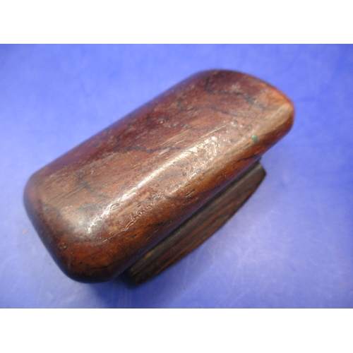 51 - A vintage pipe and inlaid snuff box, the pipe in the form of a clog is marked SLUIS, both in used co... 