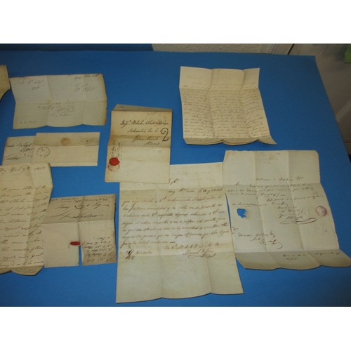 55 - A parcel of 19th century ephemera to include letters and postal related items, some with wax seals, ... 