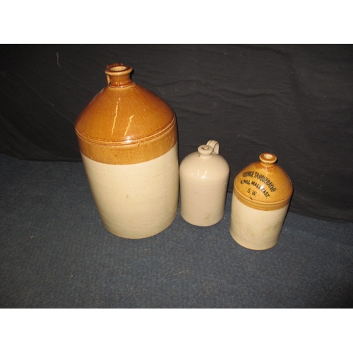 62 - 3 vintage stoneware jars, to include a Doulton Lambeth 4 gallon example, all in used condition