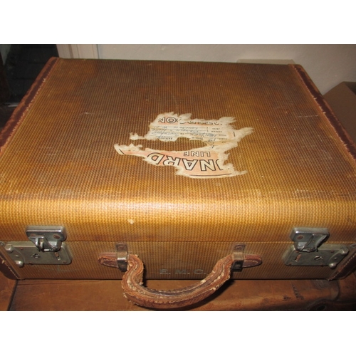 68 - 4 Vintage suit cases, 2 large leather examples and one with compartmented interior, some broken stra... 