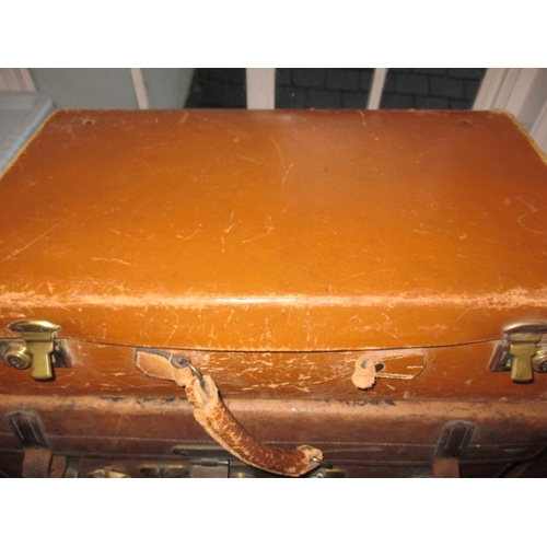 68 - 4 Vintage suit cases, 2 large leather examples and one with compartmented interior, some broken stra... 