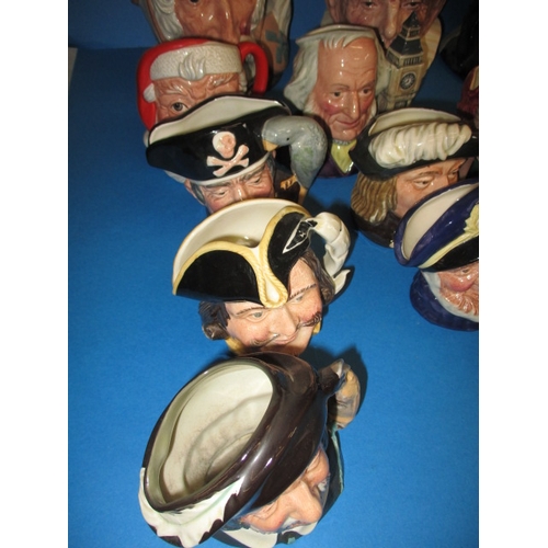 78 - A large quantity of Royal Doulton toby and character jugs, various sizes, all in good used condition... 