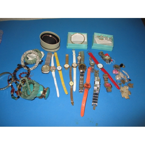 A parcel of watches and costume jewellery, all in used condition