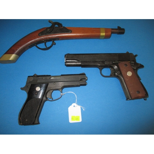 86 - A vintage BB hand gun and two other models, one the action functions the others a/f