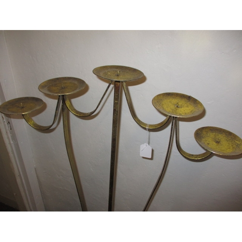 88 - A floor standing 5 branch candle holder and a large hanging lantern example, both in good used condi... 