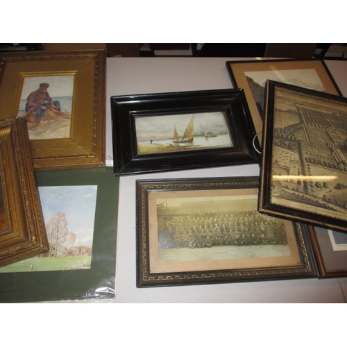 95 - A parcel of framed pictures and prints, all with general age-related marks