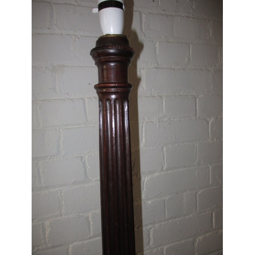 96 - A mahogany standard lamp and wine table, both in good used condition, lamp will need a re-wire