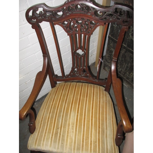 98 - A pair of Edwardian parlour chairs and vintage armchair, all in good used condition but would benefi... 